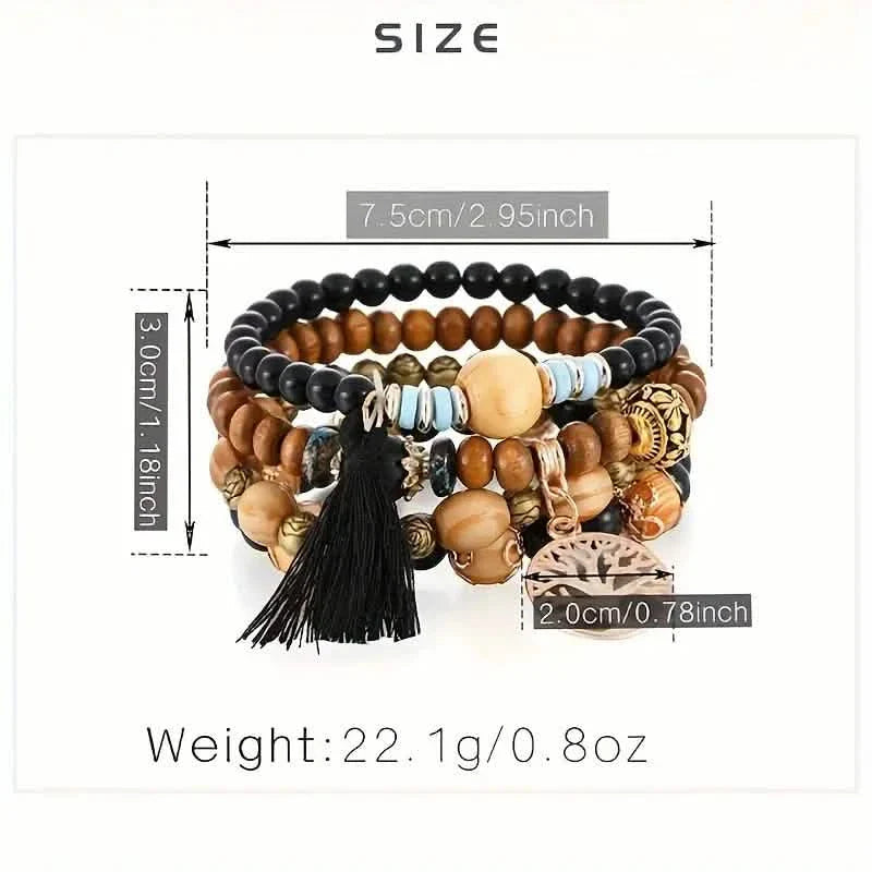 4-Piece Set: Creative Bohemian Bracelet, Layered Beaded Stretchable Bracelet DailySale