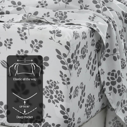 4-Piece Set: Floral Sheets Set Hypoallergenic Microfiber Ultra Soft Bed Sheets DailySale