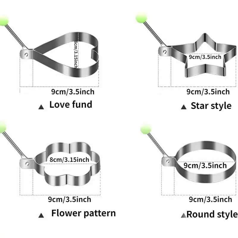 4-Piece Set: Stainless Steel Creative Egg Ring Molds DailySale