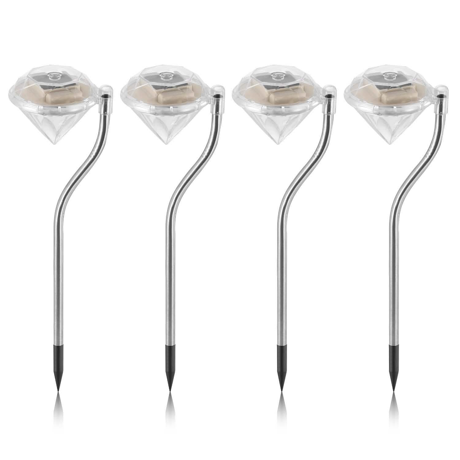 4-Piece: Solar Diamond LED Light Pathway Stake Decorative Lamp DailySale
