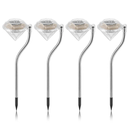 4-Piece: Solar Diamond LED Light Pathway Stake Decorative Lamp DailySale