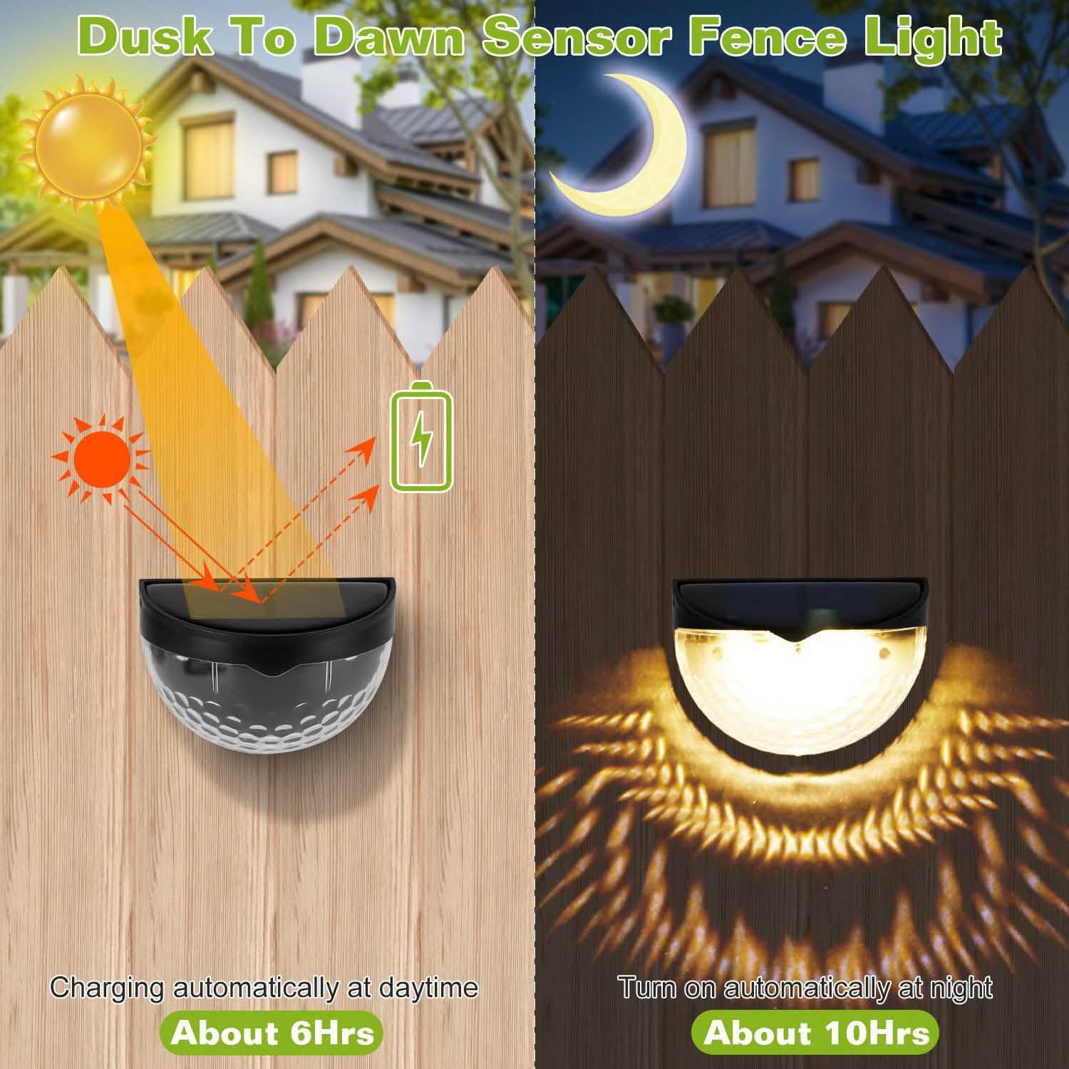 4-Piece: Solar Fence Outdoor Lights DailySale