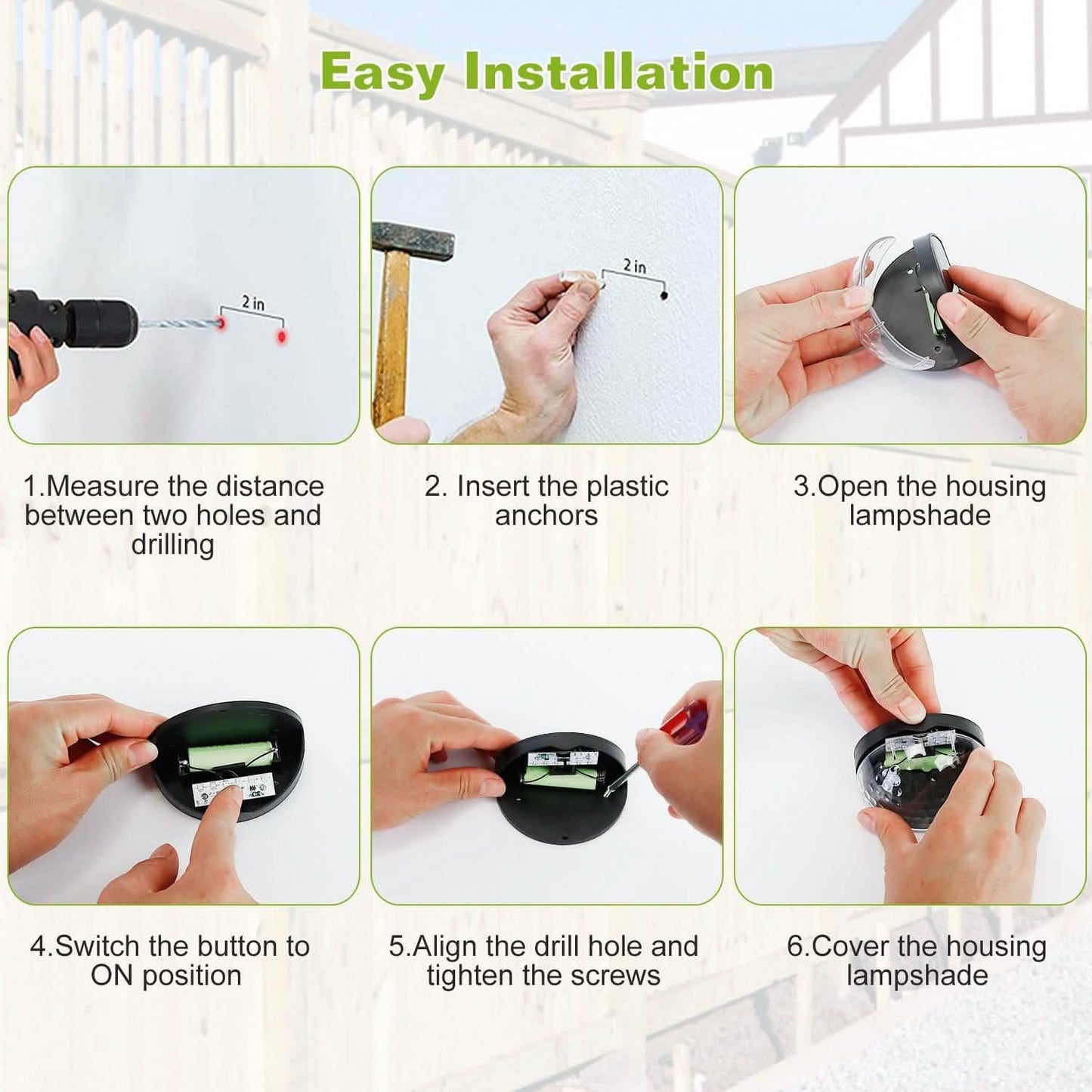 4-Piece: Solar Fence Outdoor Lights DailySale