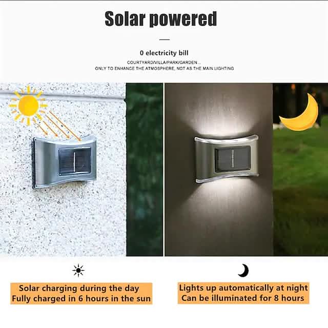 4-Piece: Solar Outdoor 6 LED Waterproof Wall Lights DailySale