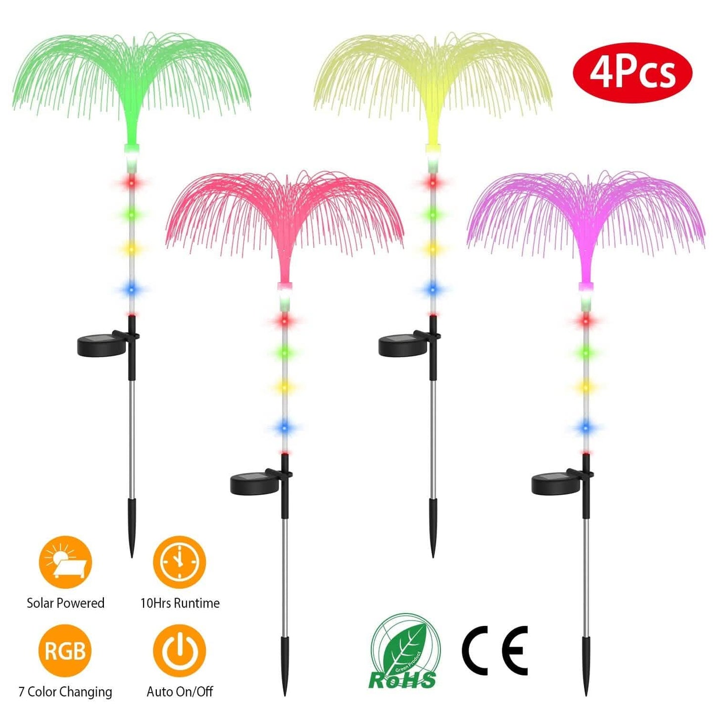 4-Piece: Solar Powered Jellyfish Lights DailySale