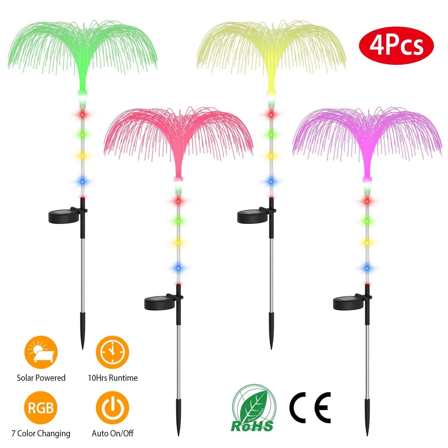 4-Piece: Solar Powered Jellyfish Lights DailySale