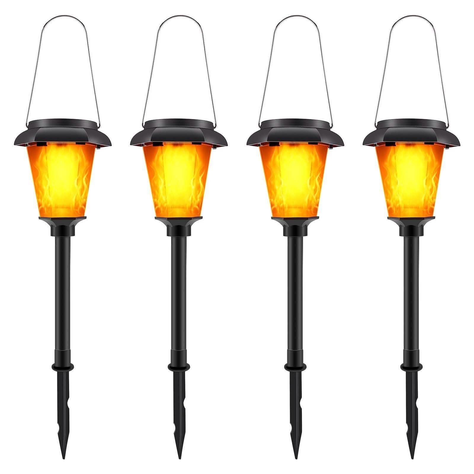 4-Piece: Solar Torch Outdoor Light with Flickering Flame DailySale