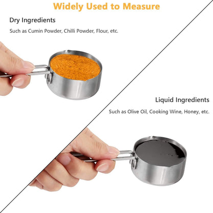 4-Piece: Stainless Steel Measuring Cups Stackable Kitchen Spoons Set DailySale