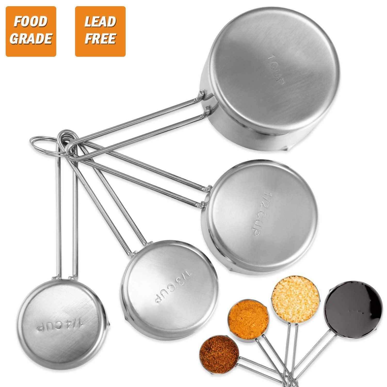 4-Piece: Stainless Steel Measuring Cups Stackable Kitchen Spoons Set DailySale