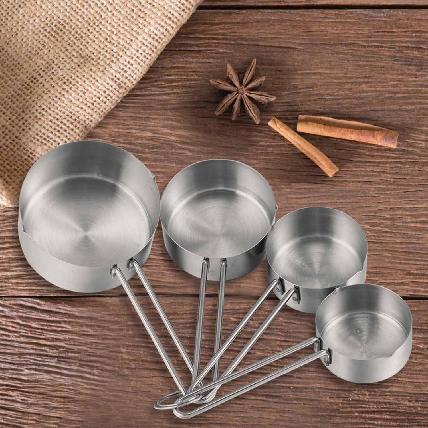 4-Piece: Stainless Steel Measuring Cups Stackable Kitchen Spoons Set DailySale