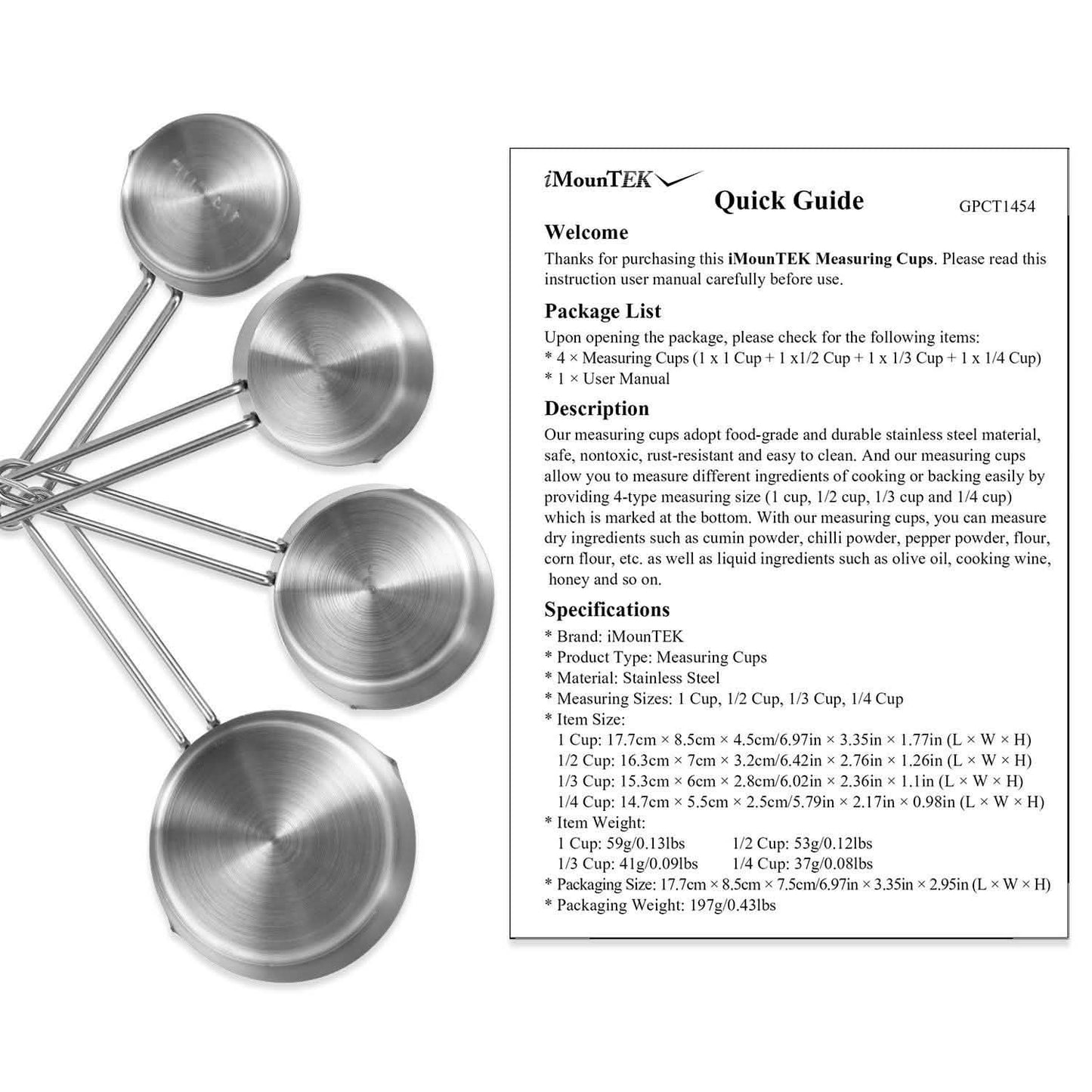 4-Piece: Stainless Steel Measuring Cups Stackable Kitchen Spoons Set DailySale