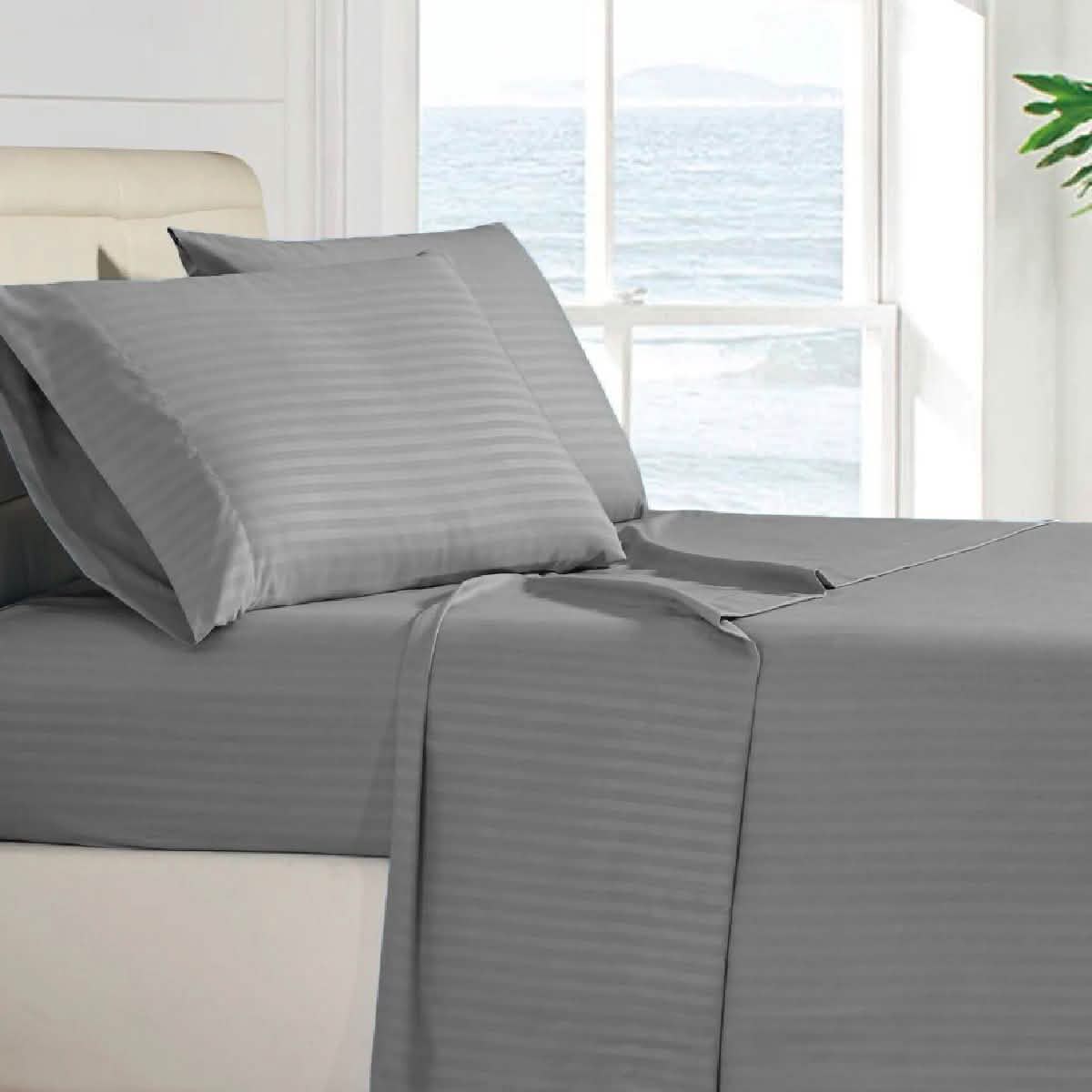 4-Piece: Stripe Smooth Textured Bedding Sheet Set DailySale