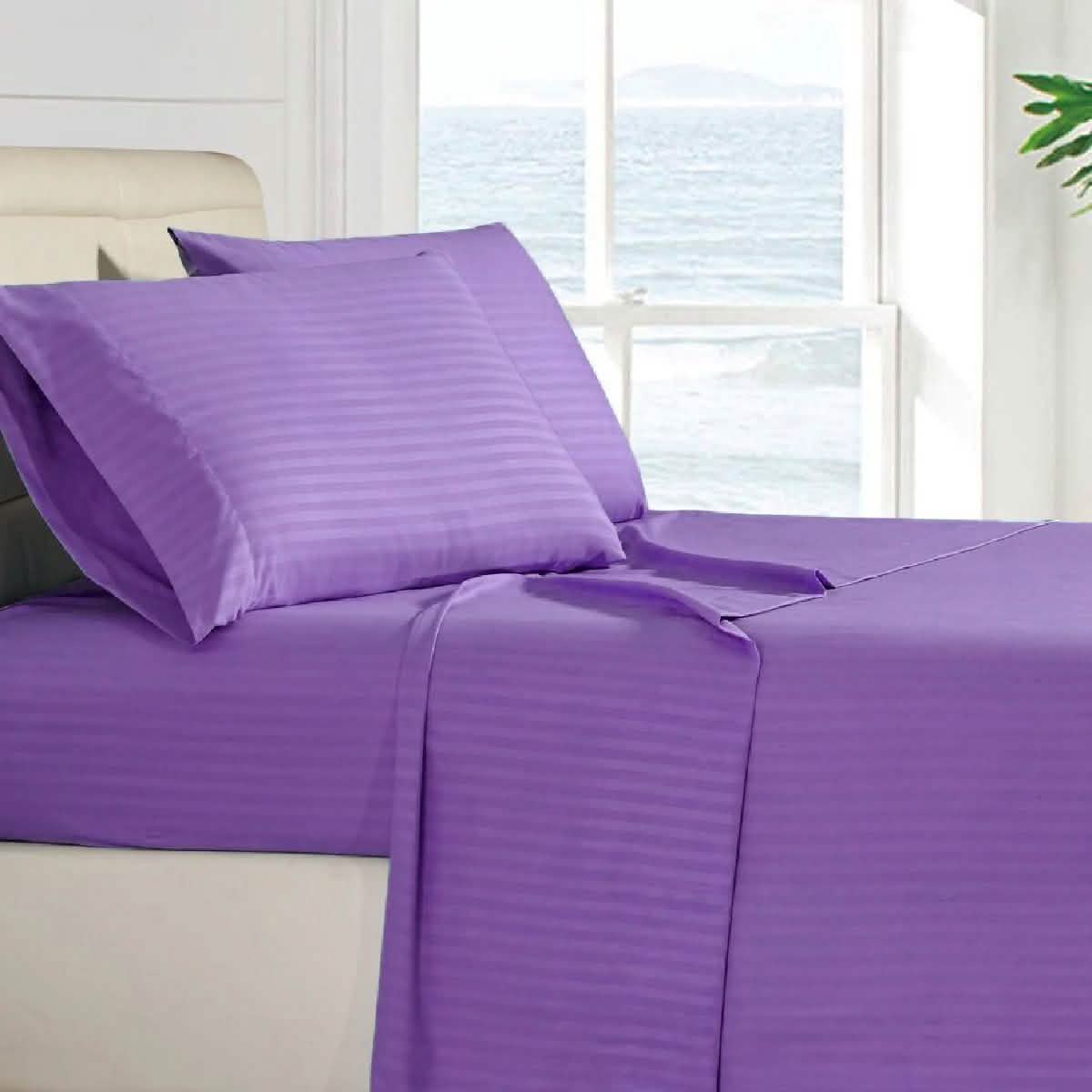 4-Piece: Stripe Smooth Textured Bedding Sheet Set DailySale