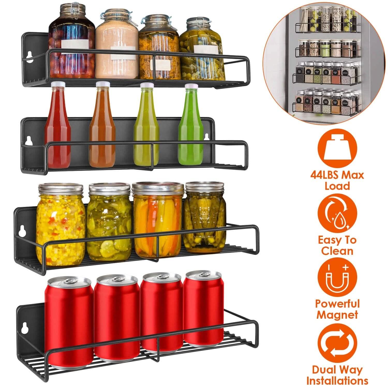 4-Piece: Strong Magnetic Spice Rack Organizer DailySale