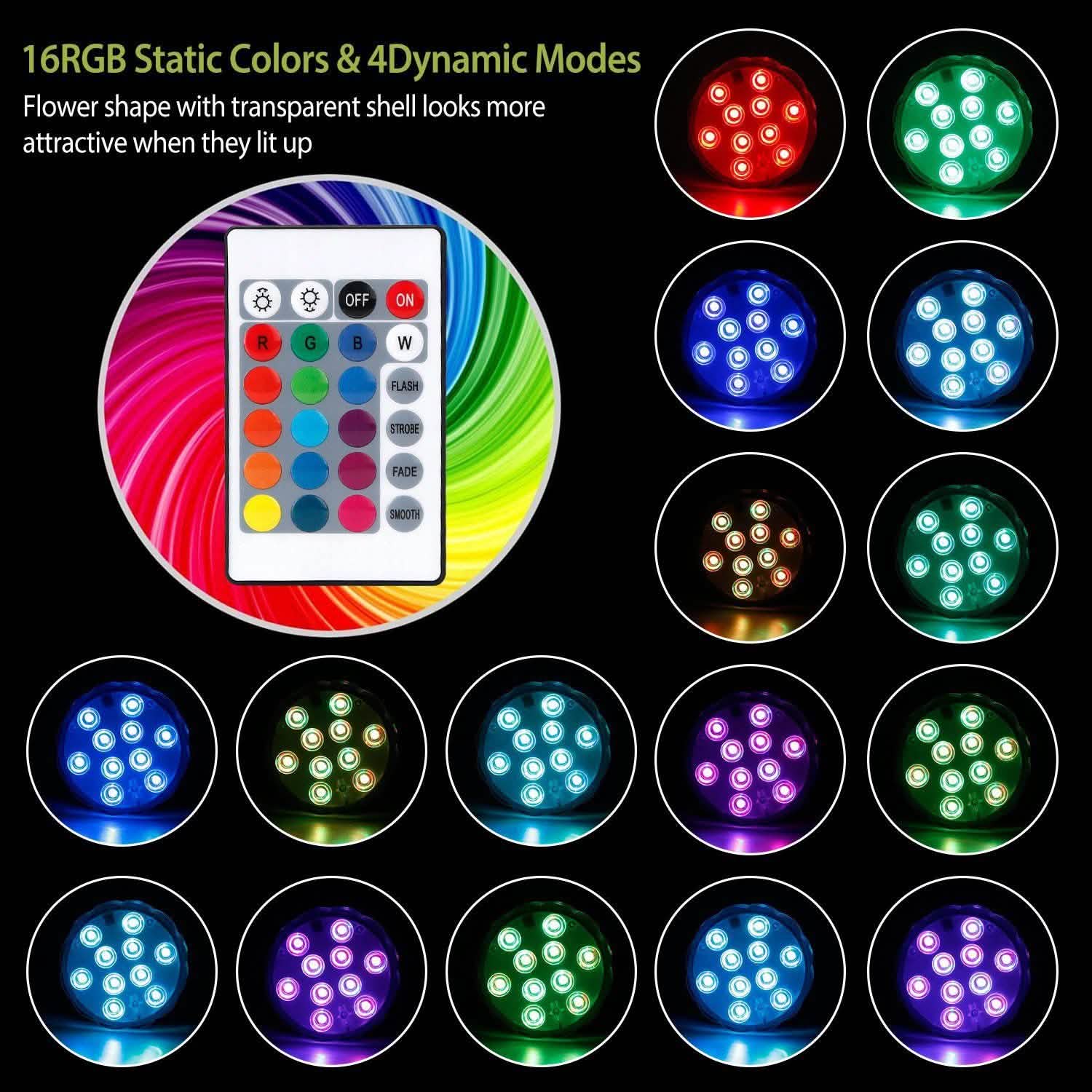 4-Piece: Submersible RGB LED Lights DailySale