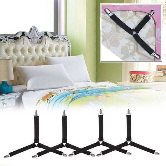 4-Piece: Triangle Bed Sheet Holder Fastener Grippers Clips Suspender Strap DailySale