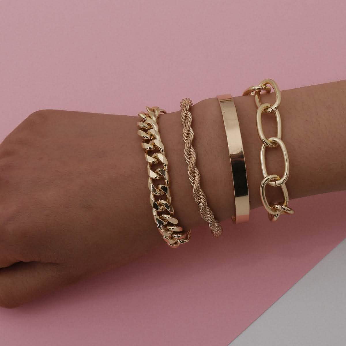 4-Piece: Women Adjustable Boho Chain Bracelets Set DailySale