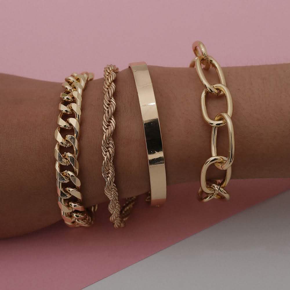 4-Piece: Women Adjustable Boho Chain Bracelets Set DailySale