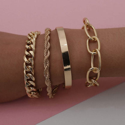 4-Piece: Women Adjustable Boho Chain Bracelets Set DailySale