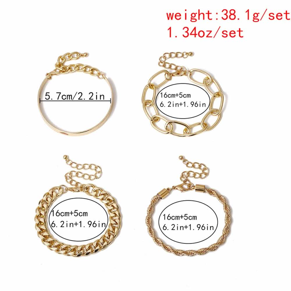 4-Piece: Women Adjustable Boho Chain Bracelets Set DailySale
