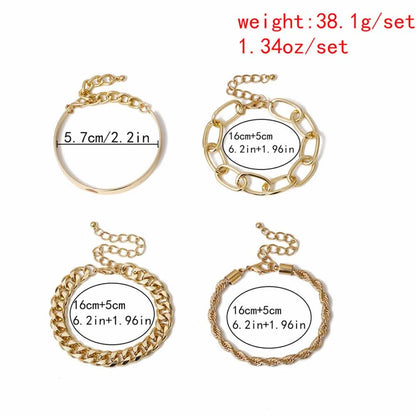 4-Piece: Women Adjustable Boho Chain Bracelets Set DailySale