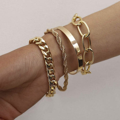 4-Piece: Women Adjustable Boho Chain Bracelets Set DailySale