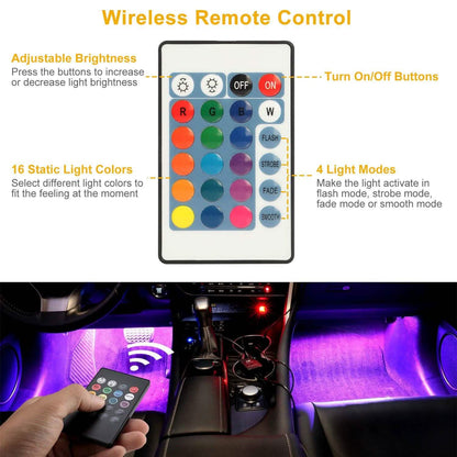 4-Pieces: 36 LEDs 12V Car Atmosphere Light Strip DailySale