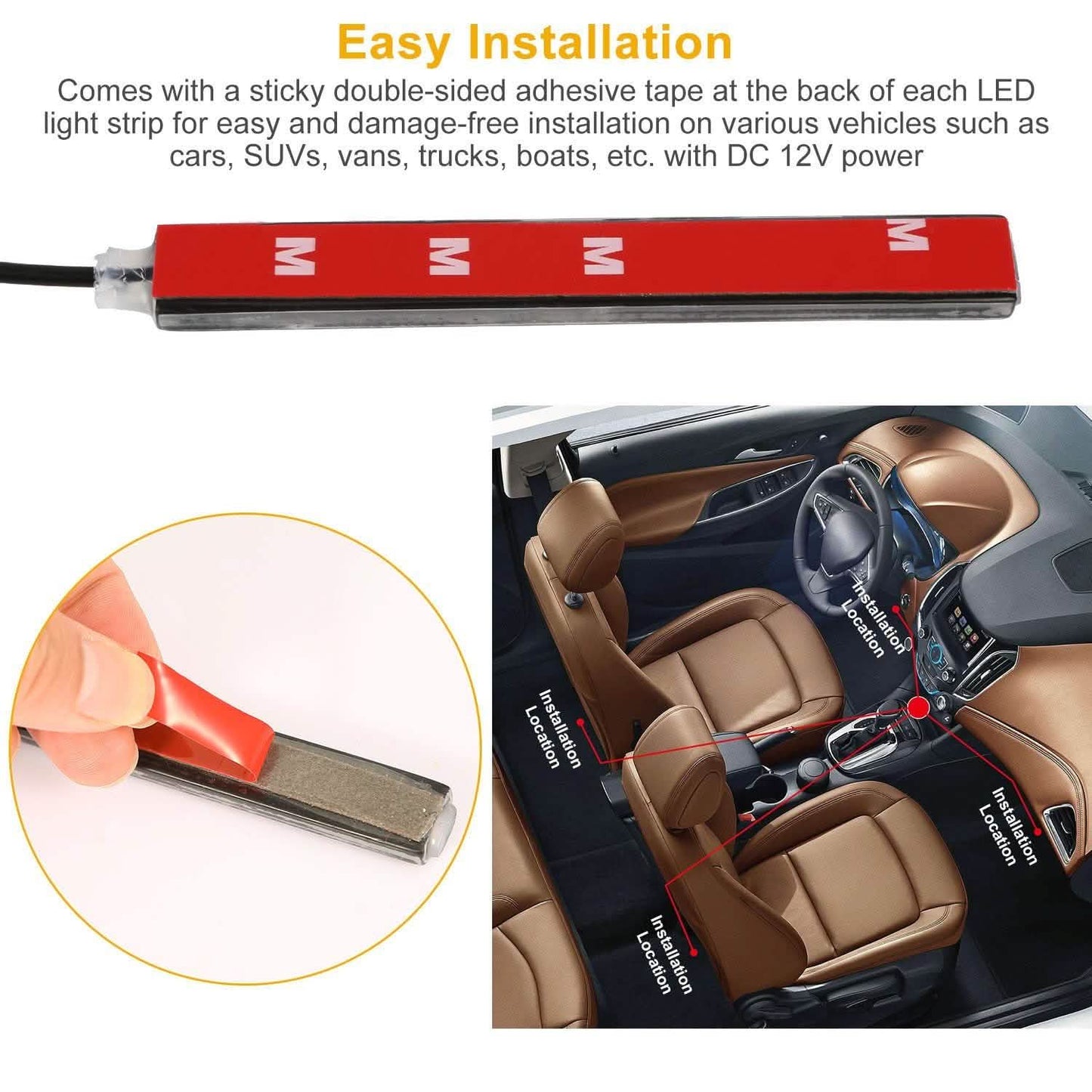 4-Pieces: 36 LEDs 12V Car Atmosphere Light Strip DailySale