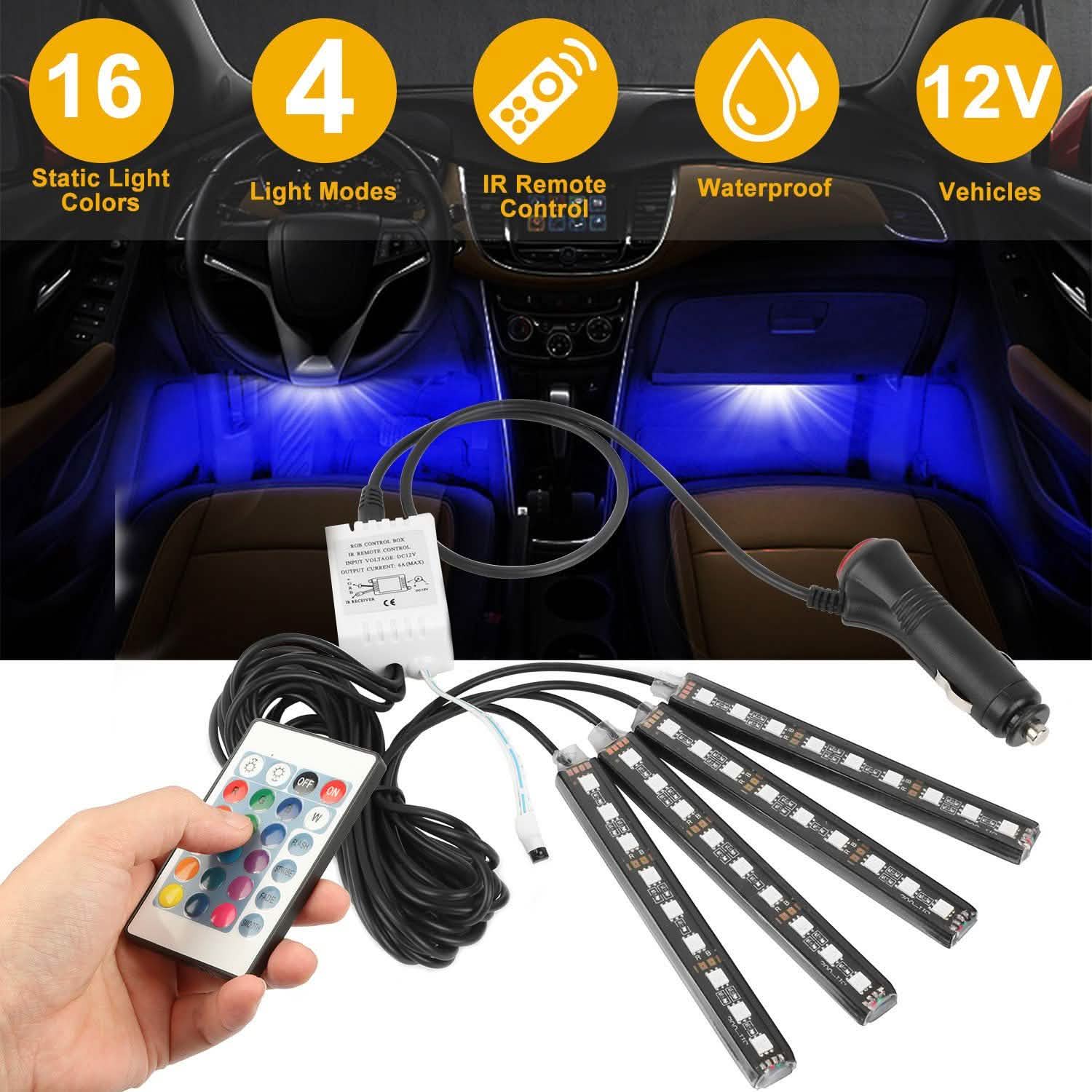 4-Pieces: 36 LEDs 12V Car Atmosphere Light Strip DailySale