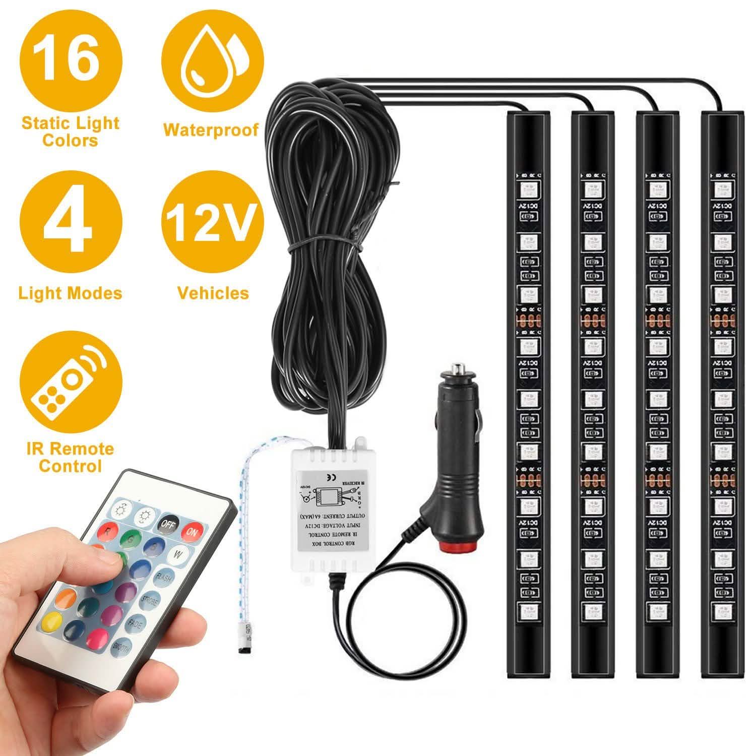 4-Pieces: 36 LEDs 12V Car Atmosphere Light Strip DailySale