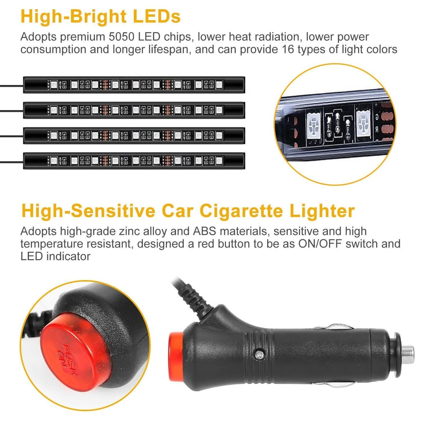 4-Pieces: 36 LEDs 12V Car Atmosphere Light Strip DailySale