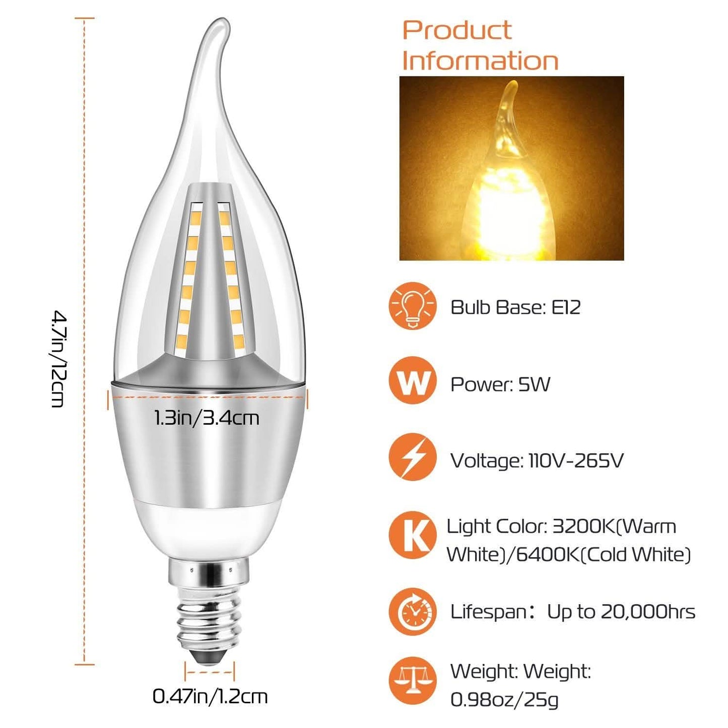 4-Pieces: 5W E12 Candelaria Bulbs DailySale