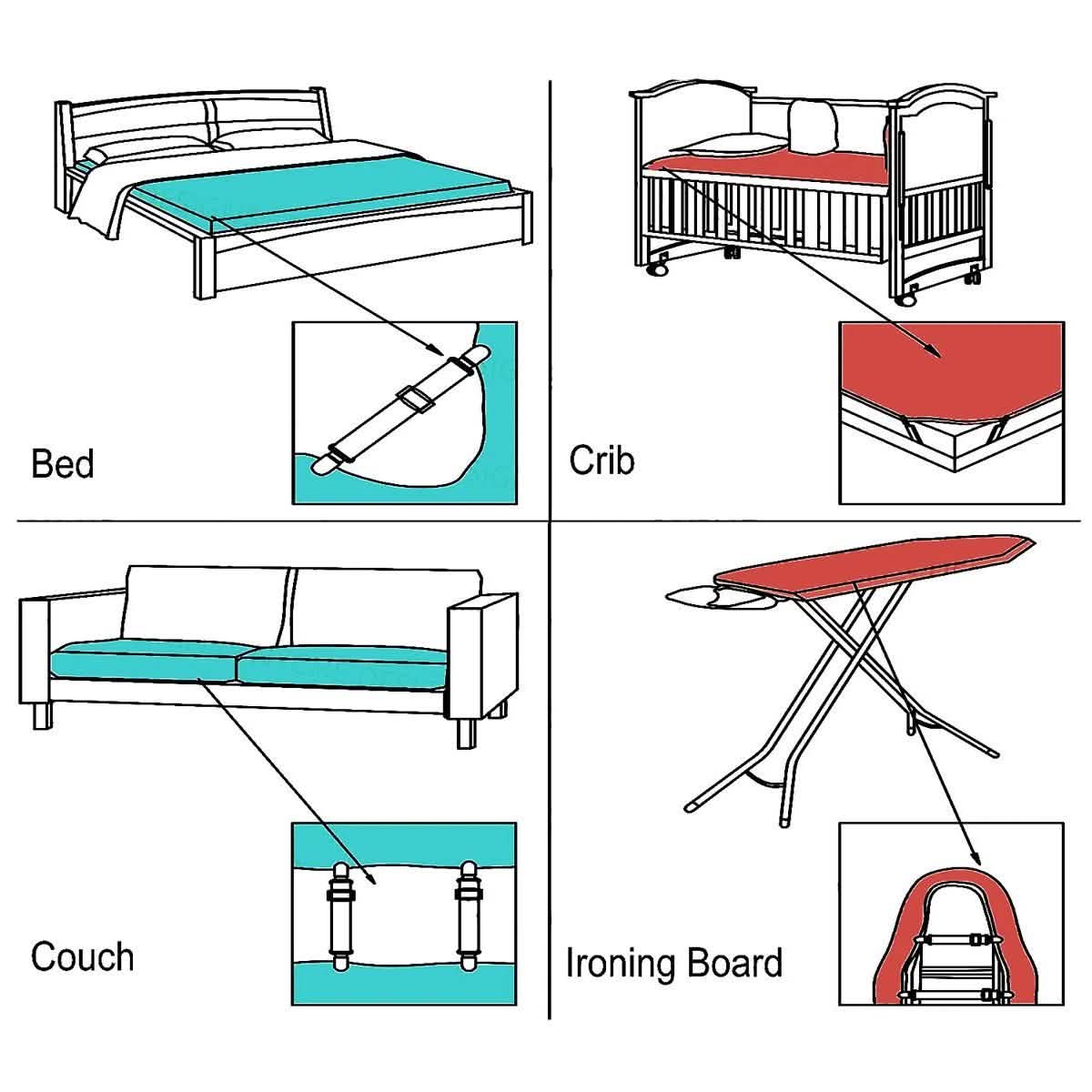 4-Pieces: Adjustable Bed Sheet Fasteners DailySale