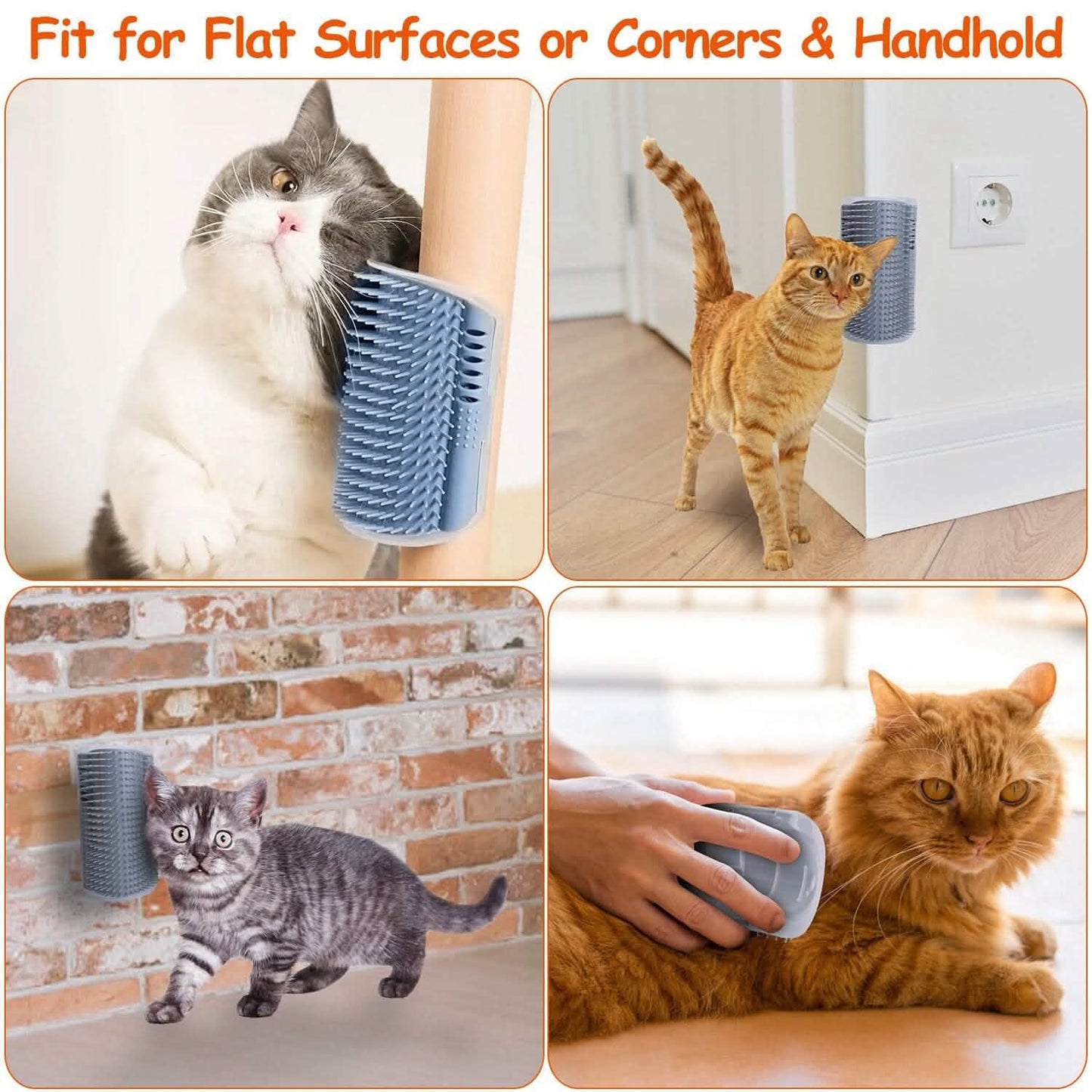 4-Pieces: Cat Self Groomer Soft Silicone Wall Corner Scratcher DailySale