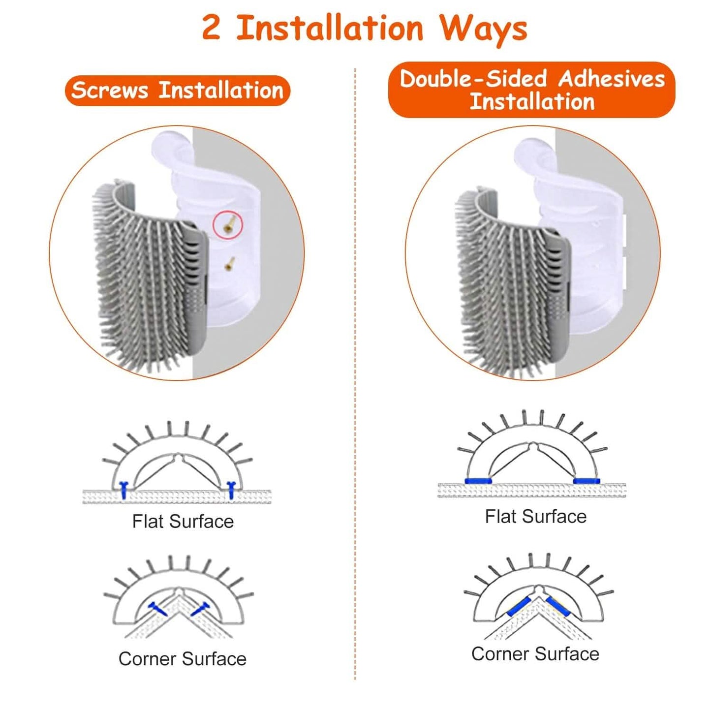 4-Pieces: Cat Self Groomer Soft Silicone Wall Corner Scratcher DailySale