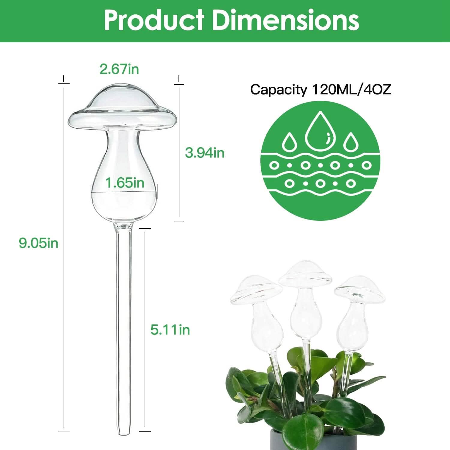 4-Pieces: Clear Glass Plant Watering Globes Iridescent Rainbow Gradient Mushroom DailySale
