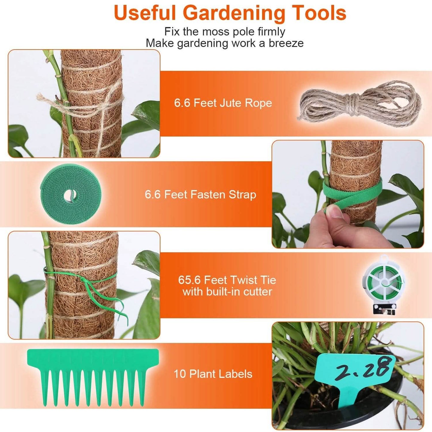 4-Pieces: Coco Coir Extendable Moss Pole for Climbing Plants DailySale