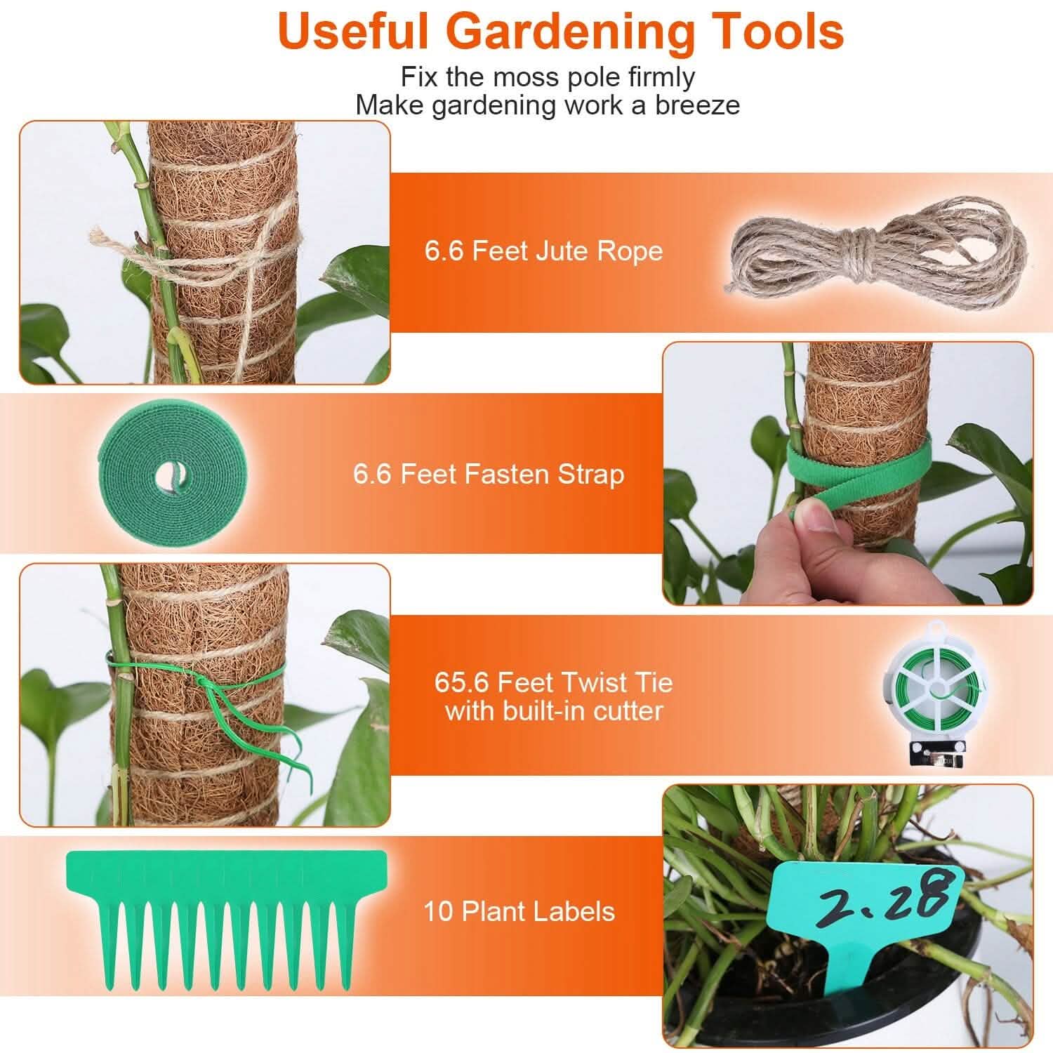 4-Pieces: Coco Coir Extendable Moss Pole for Climbing Plants DailySale