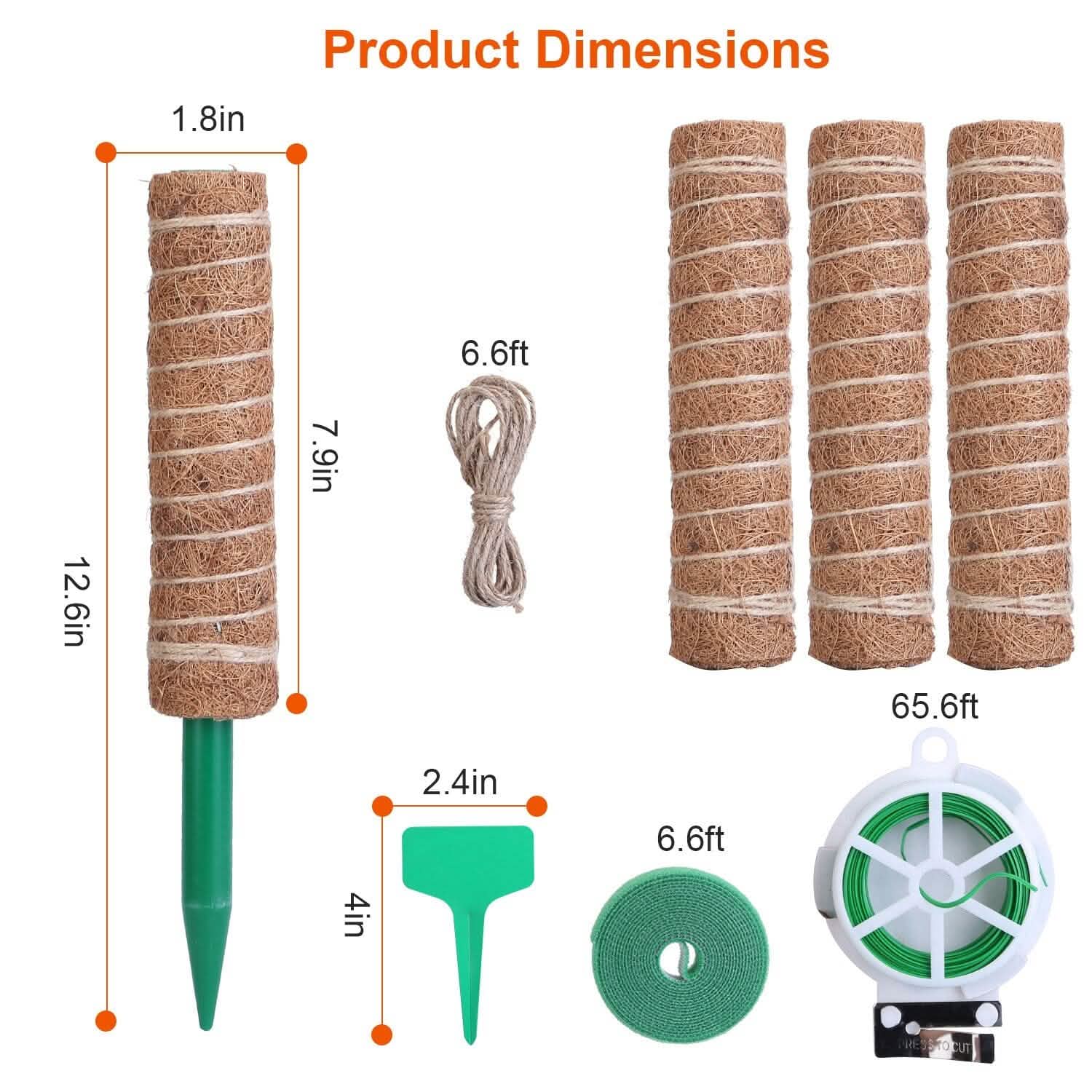 4-Pieces: Coco Coir Extendable Moss Pole for Climbing Plants DailySale