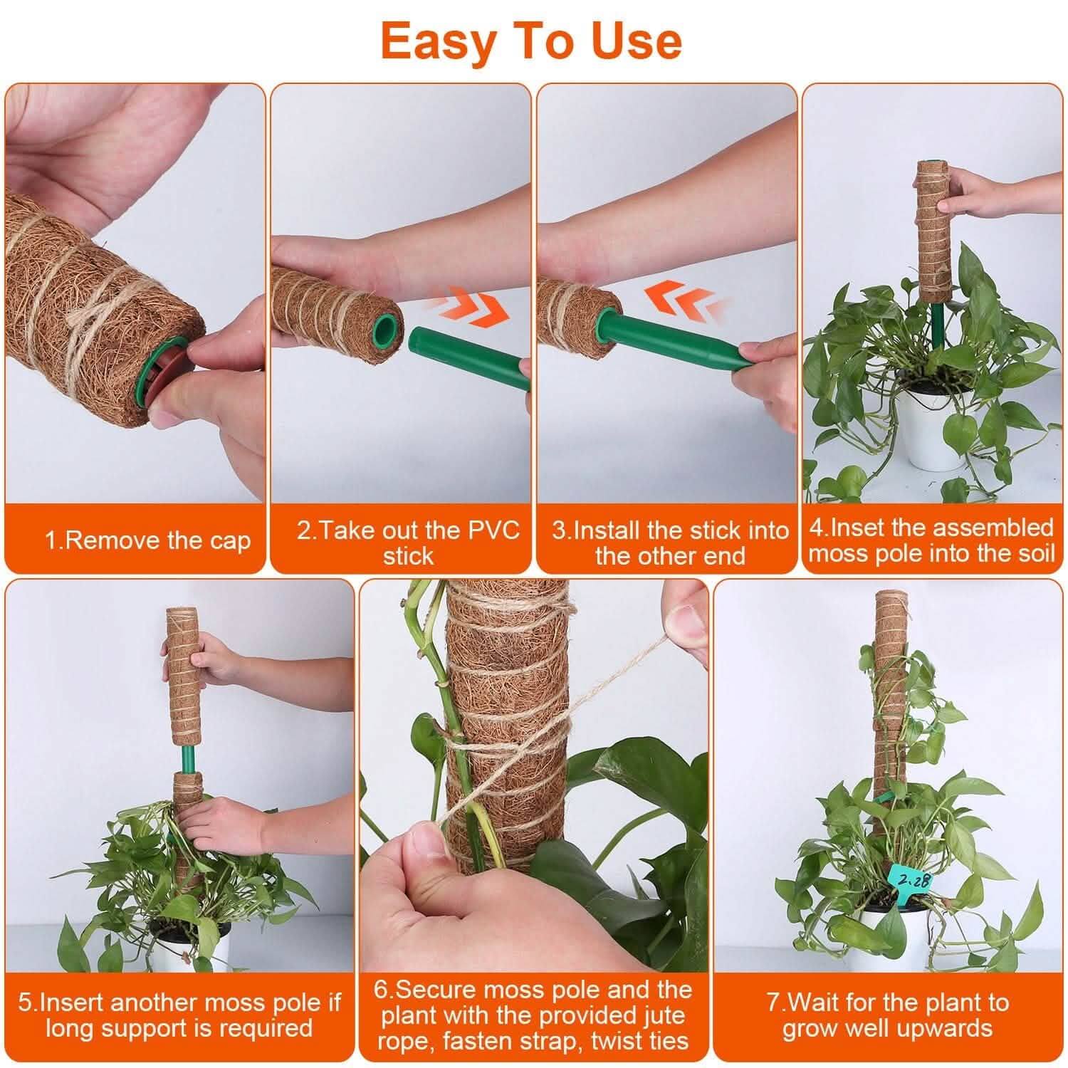 4-Pieces: Coco Coir Extendable Moss Pole for Climbing Plants DailySale
