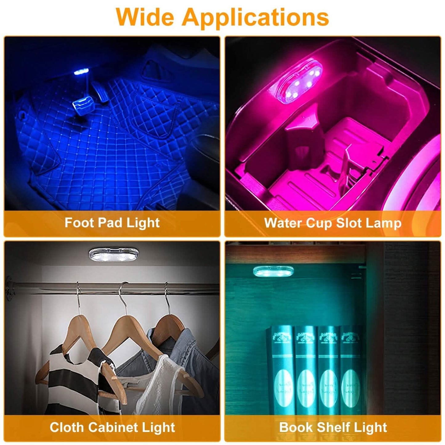 4-Pieces: Cordless Car Interior Light USB Rechargeable DailySale