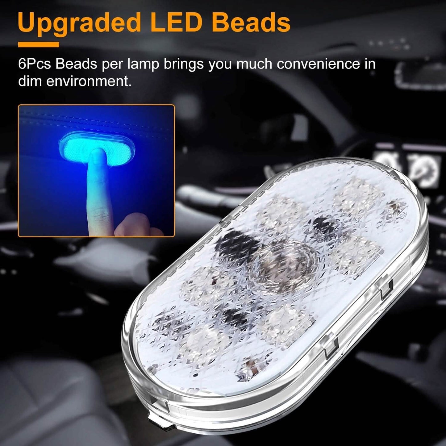 4-Pieces: Cordless Car Interior Light USB Rechargeable DailySale