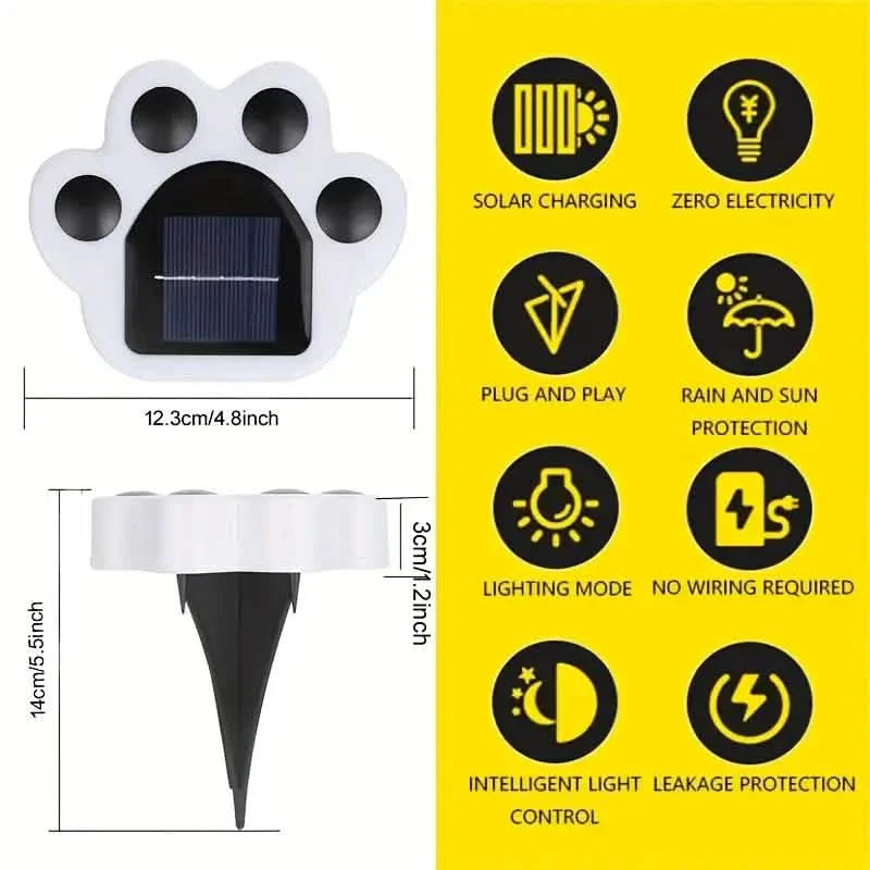 4-Pieces: Cute Paw-Shaped Solar Lawn Lights DailySale