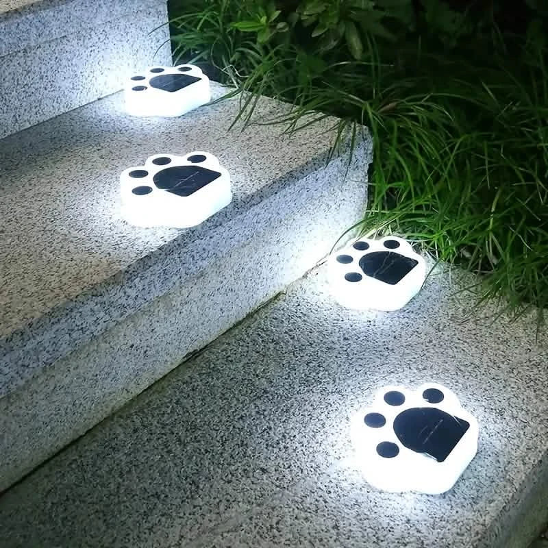 4-Pieces: Cute Paw-Shaped Solar Lawn Lights DailySale