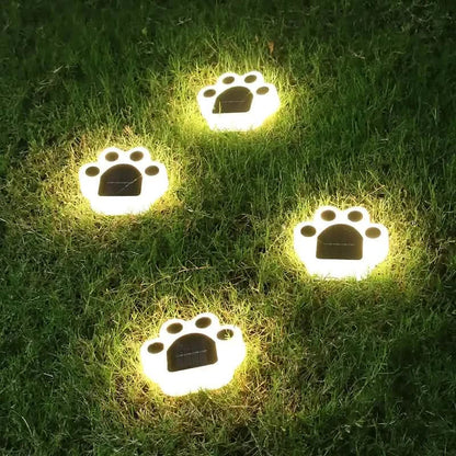 4-Pieces: Cute Paw-Shaped Solar Lawn Lights DailySale