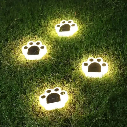 4-Pieces: Cute Paw-Shaped Solar Lawn Lights DailySale