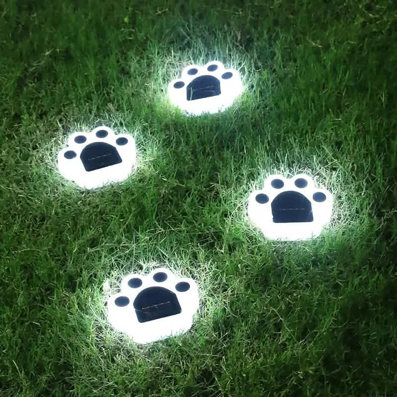 4-Pieces: Cute Paw-Shaped Solar Lawn Lights DailySale