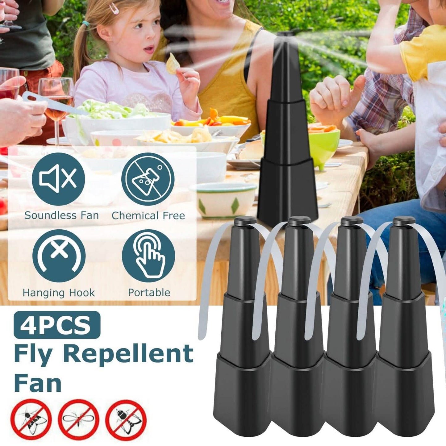 4-Pieces: Fly Repellent Fan Table Top Battery Powered Bug Deterrent DailySale