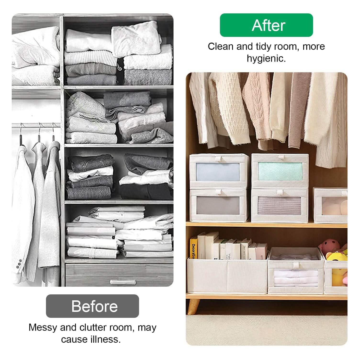 4-Pieces: Foldable Linen Clothing Storage Bin with Visible Clear Window DailySale
