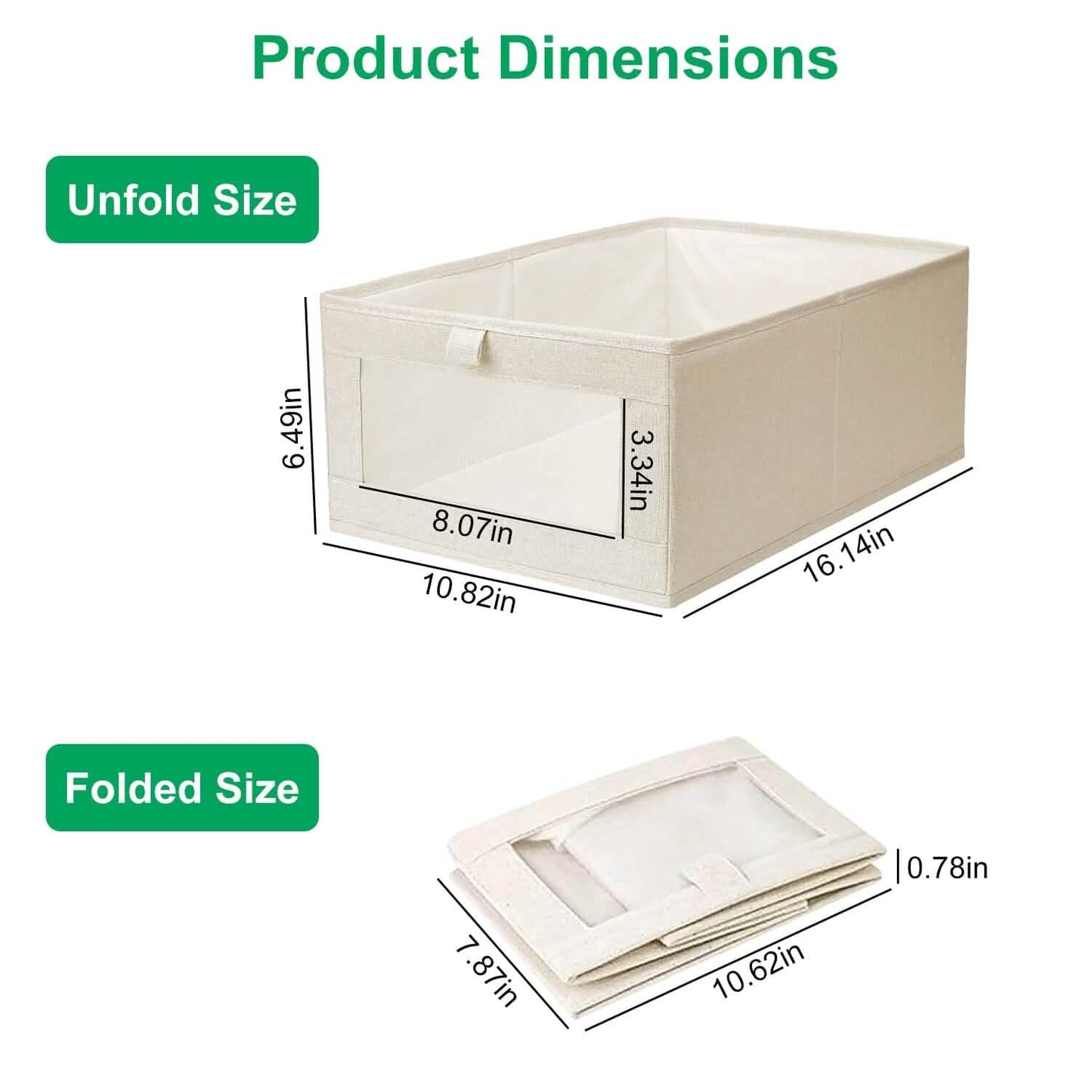 4-Pieces: Foldable Linen Clothing Storage Bin with Visible Clear Window DailySale